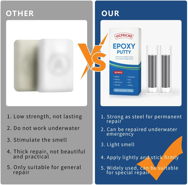 Alt view image 2 of 7 - Epoxy Putty for Metal Pipe Pool Tank, Underwater Repair, 120g Hand-knead 2-part putty cut, mix by hand, apply; works underwater and under pressure