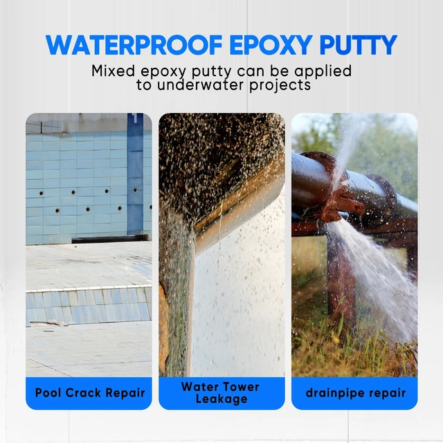 Alt view image 5 of 7 - Epoxy Putty for Metal Pipe Pool Tank, Underwater Repair, 120g Hand-knead 2-part putty cut, mix by hand, apply; works underwater and under pressure