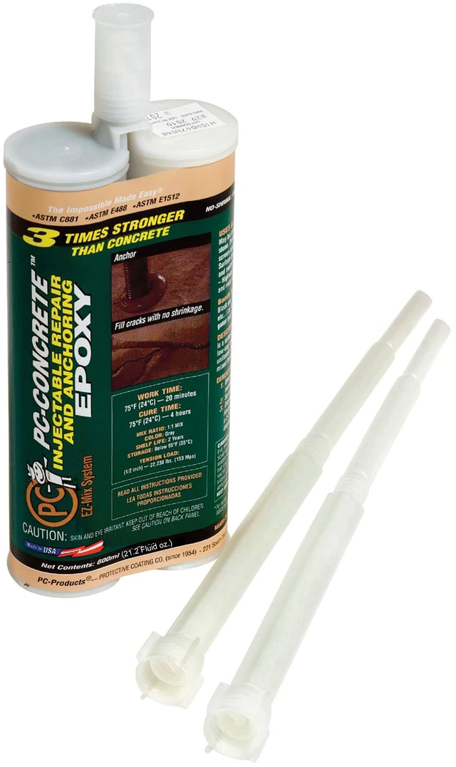 Main image of Concrete Epoxy Adhesive Paste for Anchoring and Crack Repair, Two-Part 21.2oz Cartridge, Gray 70222