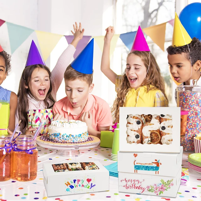 Alt view image 7 of 7 - 48pcs Cookie Boxes with 3 Style Window, 8x6x2.5In Bakery Boxes Food-grade White Treat Boxes, Dessert Boxes for Chocolate Strawberries, Donuts, Cupcakes, Muffins and Dessert