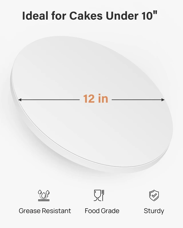 Alt view image 3 of 6 - 12 Pack Cake Boards 12 Inch Round Cake Drums Base para Pastel Disposable, 1/2 Inch Thick, Sturdy Corrugated Cardboard Base, Smooth & Grease-resistant Surface, White, for Multi-tiered Cake
