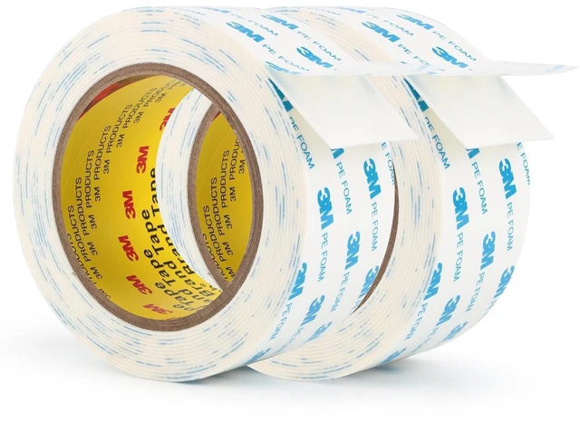 Main image of 3M 1600T Double Sided Tape, 2 in x 18 ft White PE Foam Tape, 2 Pack 0.04 in Thick, Removable from Smooth Surfaces, for RV, Pictures, Posters, Frames and Home Décor