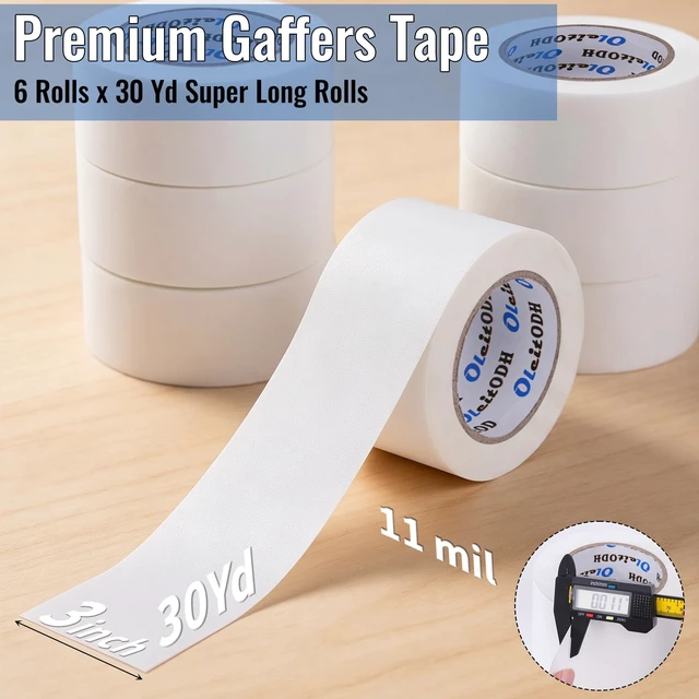 Alt view image 2 of 7 - 3''x 30 Yards White Gaffers Tape Bulk 6 Pack Stage Gaff Tape Gaffers Tape No Residue Cloth Matte Finish Pro Gaff Industrial 3 inch Gaffer Gaffer Tape