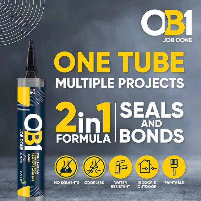 Alt view image 4 of 7 - Universal Caulk Sealant & Adhesive Black 10.1oz | Professional Grade Premium All-in-One Advanced Hybrid 2-in1 | Water Resistant Internal & External | Shrink Crack UV & Fade Resistant | 1 Cartridge