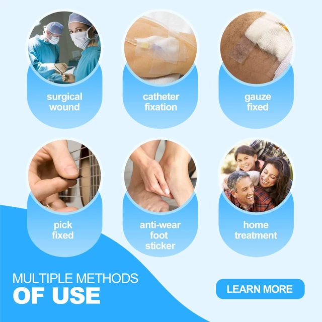 Alt view image 7 of 7 - OKPore Transparent Medical Tape (Pack of 24) - First Aid Surgical Tape Hypoallergenic and Breathable for Wound Dressing Care, Latex Free, 0.5in x 10yds
