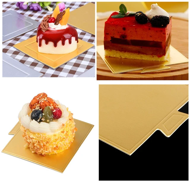 Alt view image 6 of 7 - 200pcs 3.3 Inch Mini Square Golden Cake Boards Mousse Cupcake Base Paper Plates Dessert Board Base for Cake DIY, Baking Dessert Party Wedding Birthday (Square, 200pcs) (Pack of 2)