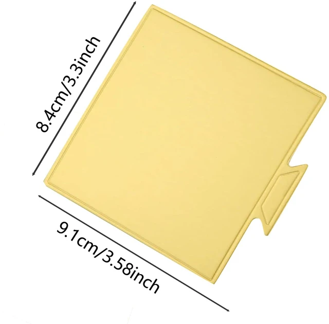 Alt view image 2 of 7 - 200pcs 3.3 Inch Mini Square Golden Cake Boards Mousse Cupcake Base Paper Plates Dessert Board Base for Cake DIY, Baking Dessert Party Wedding Birthday (Square, 200pcs) (Pack of 2)