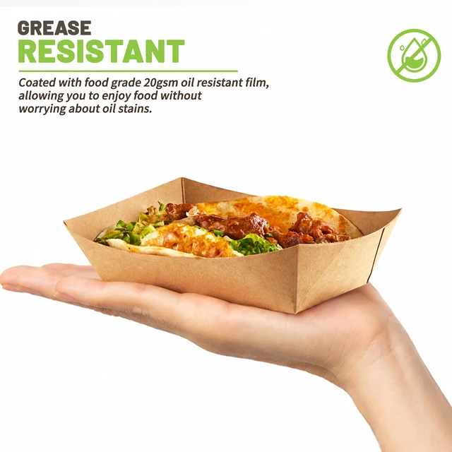 Alt view image 4 of 7 - 200 Pack 2 Lb Paper Food Trays Disposable, Brown, Nacho Trays, Food Boats, Take Out Basket Holders, For Serving Party Snacks Hot Dogs Tacos Fries