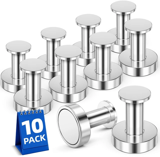 Main image of 10 Pack Magnetic Hooks, Strong Magnetic Hooks for Cruise Cabins Silver Magnets with Hooks for Refrigerator, Magnetic Hook for Garage, Home Organization, Office, Cruise Essentials 2026