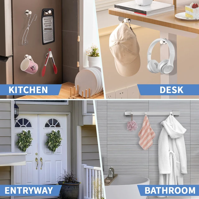 Alt view image 6 of 7 - 10 Pack Magnetic Hooks, Strong Magnetic Hooks for Cruise Cabins Silver Magnets with Hooks for Refrigerator, Magnetic Hook for Garage, Home Organization, Office, Cruise Essentials 2026