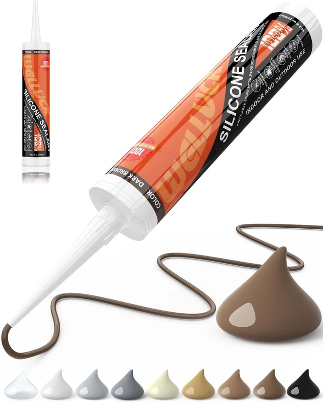 Main image of Dark Brown/Espresso Silicone Caulk, 100% Waterproof Caulking Silicone Sealant Flexible Adhesive, Matches Walnut, Mahogany, Jacobean, Dark Stained Oak, and Other Dark Wood finishes