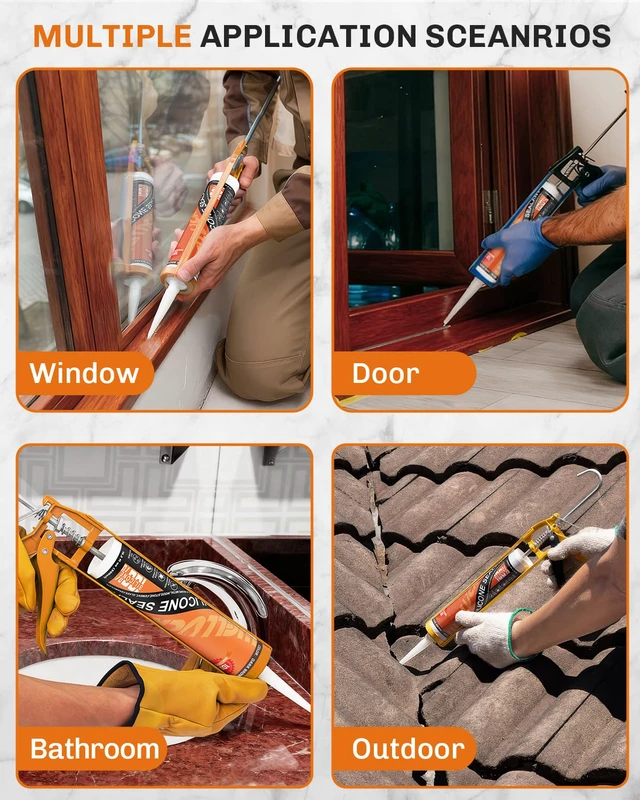 Alt view image 7 of 7 - Dark Brown/Espresso Silicone Caulk, 100% Waterproof Caulking Silicone Sealant Flexible Adhesive, Matches Walnut, Mahogany, Jacobean, Dark Stained Oak, and Other Dark Wood finishes