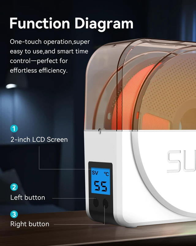 Alt view image 4 of 7 - Filament Dryer Box 2026 New Upgrade S1 Plus, White Fan Design, Keeps 1.75 2.85 3.00mm Filament Dry, Compatible with PLA PETG ABS, Filament Storage & Dehydrator