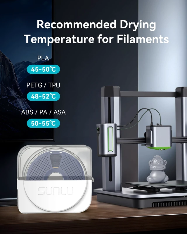 Alt view image 6 of 7 - Filament Dryer Box 2026 New Upgrade S1 Plus, White Fan Design, Keeps 1.75 2.85 3.00mm Filament Dry, Compatible with PLA PETG ABS, Filament Storage & Dehydrator