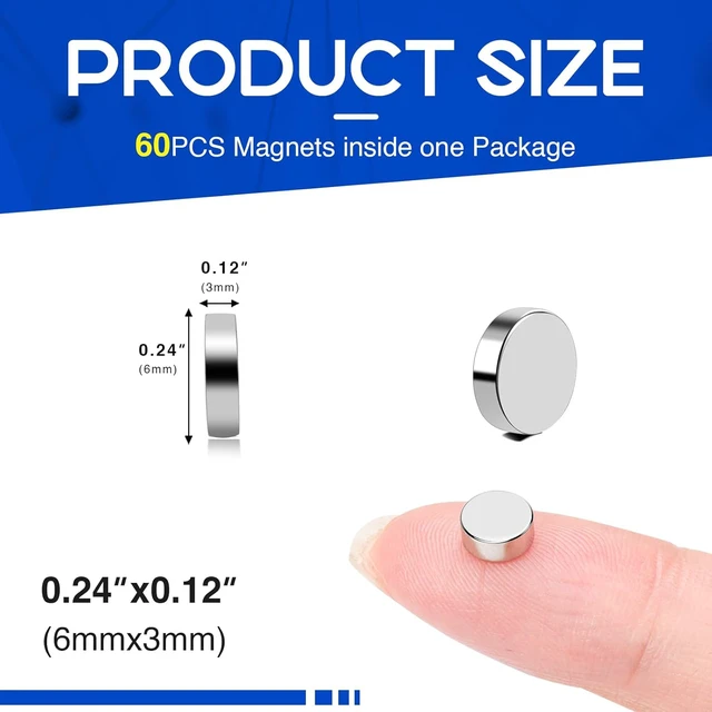 Alt view image 4 of 7 - 180PCS Small Round Magnets for Refrigerator, 6x3mm Multi-use Circle Button Tiny Rare Earth Magnet, Mini Neodymium Magnets for Whiteboard, Classroom, Office, Fridge