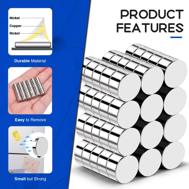 Alt view image 5 of 7 - 180PCS Small Round Magnets for Refrigerator, 6x3mm Multi-use Circle Button Tiny Rare Earth Magnet, Mini Neodymium Magnets for Whiteboard, Classroom, Office, Fridge