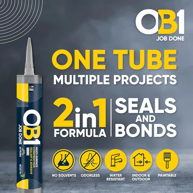 Alt view image 4 of 7 - Universal Caulk Sealant & Adhesive Gray 10.1oz | Professional Grade Premium All-in-One Advanced Hybrid 2-in1 | Water Resistant Internal & External | Shrink Crack UV & Fade Resistant | 1 Cartridge