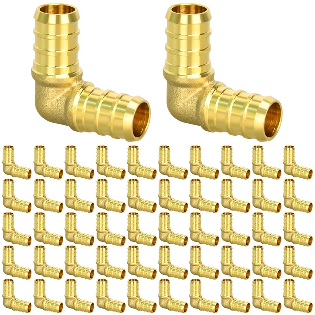 Main image of 50 Pack 1/2" PEX Fittings, Brass Elbow Fittings for PEX Tubing Pipe