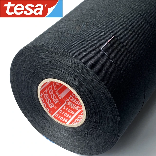 Alt view image 3 of 7 - 8 Tesa 51036 PET Cloth High Heat Electrical Tape for Wire Harness, Cables for Automotive Engine, Protect Against High Temperature, Abrasion, Chemical & Fluid | Flame Retardant | Black