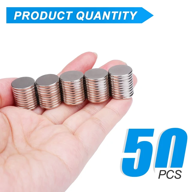 Alt view image 4 of 6 - 50Pcs Strong Neodymium Magnets, 15x2mm Small Refrigerator Magnet Round Rare Earth Disc Magnets for Crafts, Whiteboard, Scientific Models, Dry Erase Board, Office