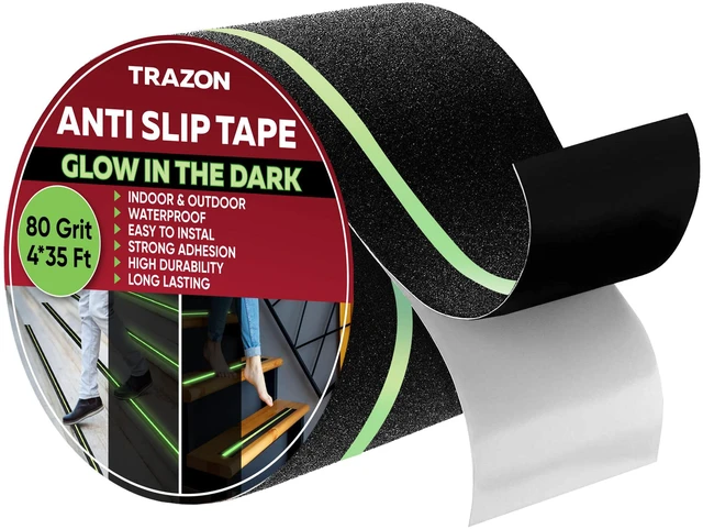 Main image of Grip Tape Glow in Dark Stripe - Heavy Duty Anti Slip Tape for Stairs Outdoor/Indoor Waterproof 4 Inch x 35 Feet Non Skid Roll Stair Steps Traction Tread Staircases Grips Adhesive Nonslip Slip Strips