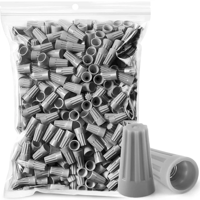 Main image of 1000 Pcs Grey Wire Connectors Nuts, Electrical Wire Caps Insulated 22-16 AWG, Twist-On Nuts Screw Wires Cap Small, for Home Electric Wiring, DIY Repairs & Commercial Use, Assortment Available