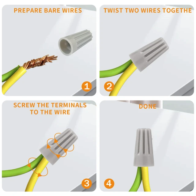 Alt view image 5 of 6 - 1000 Pcs Grey Wire Connectors Nuts, Electrical Wire Caps Insulated 22-16 AWG, Twist-On Nuts Screw Wires Cap Small, for Home Electric Wiring, DIY Repairs & Commercial Use, Assortment Available