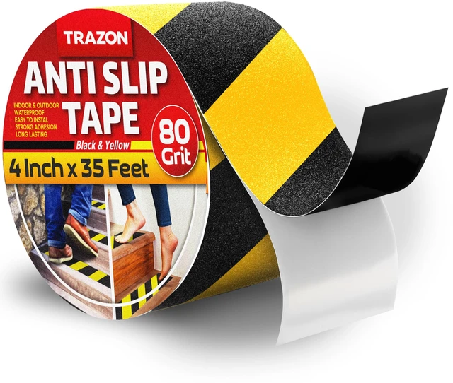 Main image of Grip Tape - Heavy Duty Anti Slip Tape for Stairs Outdoor/Indoor Waterproof 4Inch x 35Ft Safety Non Skid Roll for Stair Steps Ramp Traction Tread Staircases Grips Non Slip Strips Walk Black and Yellow