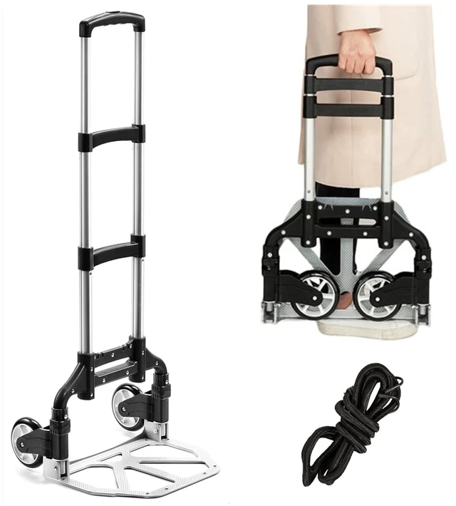 Main image of Folding Hand Truck Aluminum Portable Folding Hand Cart 180lbs Capacity Hand Cart and Dolly Ideal for Home, Auto, Office,Travel Use,Black