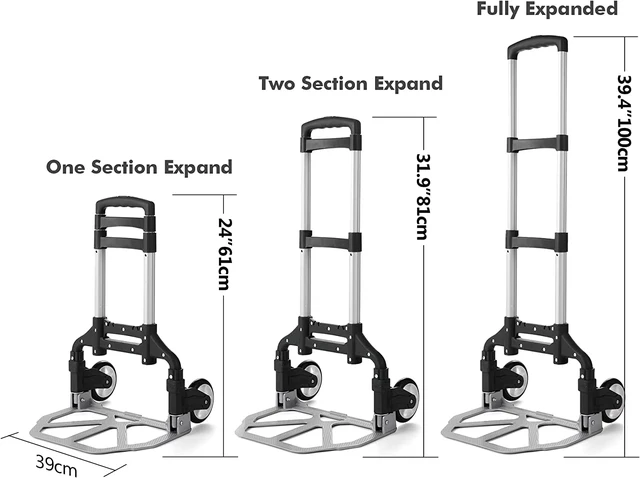 Alt view image 4 of 7 - Folding Hand Truck Aluminum Portable Folding Hand Cart 180lbs Capacity Hand Cart and Dolly Ideal for Home, Auto, Office,Travel Use,Black