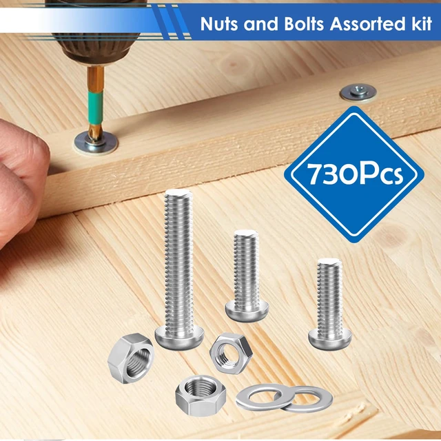 Alt view image 5 of 6 - 730Pcs 304 Stainless Steel Machine Screws Assortment Kit#10-24#8-32#6-32#4-40 Phillips Pan Head Assorted Nuts and Bolts for Machinery, Furniture, Automotive, Motorcycle Repairs