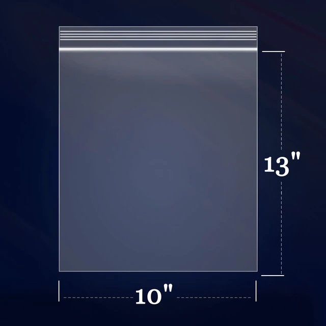 Alt view image 2 of 5 - 200 Count - 10" x 13" Clear Zip Bags - 2 Mil Reclosable Zip Plastic Poly Bags with Lock Seal Zipper for Clothing, T-Shirt, Prints, Photos, Documents