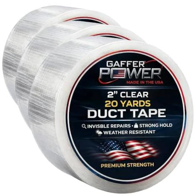 Main image of Clear Repair Tape 2 x 20 Yards Semi-Transparent Waterproof Duct Tape for Discreet Repairs, Sealing & Patching Heavy Duty, Weather Resistant (Pack of 3)