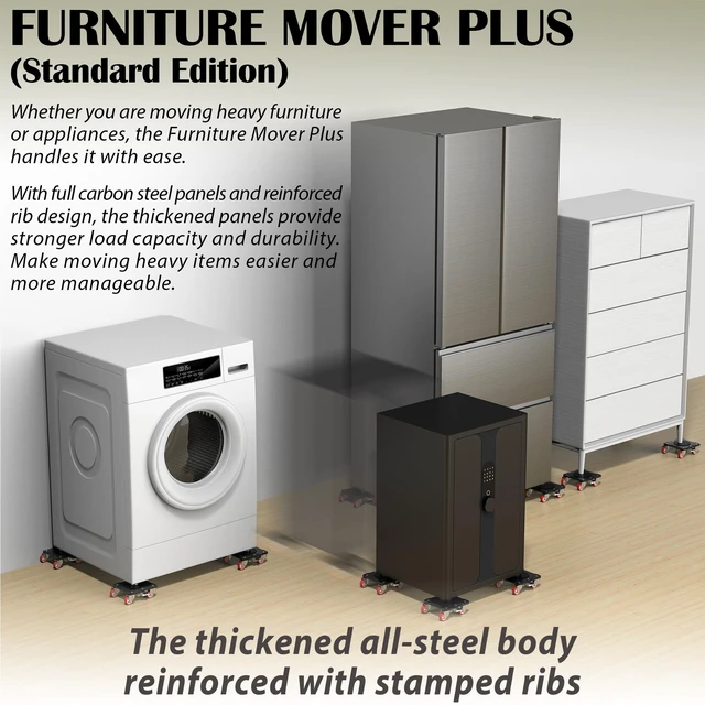 Alt view image 6 of 6 - Heavy Duty Furniture Movers with Wheels & Lifter (5 SGL Wheels) All-New Upgraded Carbon Steel Panels & 360°-Wheeled Casters Dolly Kit Heavy Duty Furniture Movers, Supports up to 1100 lbs