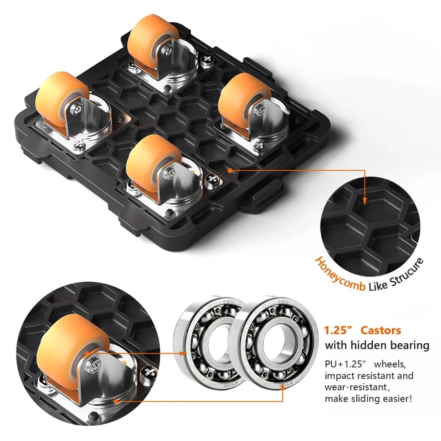 Alt view image 3 of 6 - Furniture Mover with Wheels & Aux. Lifter-Connect Bearing Wheel Dolly 360° Rotation Wheels Furniture Dolly for Moving Sliding Heavy Furniture, Appliances, 660 LB Max Load Capacity
