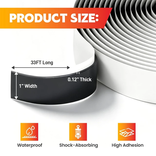 Alt view image 2 of 7 - Butyl Tape 1 Inch x 33 Feet White 2 Pack Leak Proof Waterproof Seal Strong Adhesion, Non-Hardening, Weather Resistance, Instant Seal for RV Roof Boat Repairs, Fits Most Surfaces, Easy Install