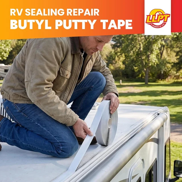 Alt view image 6 of 7 - Butyl Tape 1 Inch x 33 Feet White 2 Pack Leak Proof Waterproof Seal Strong Adhesion, Non-Hardening, Weather Resistance, Instant Seal for RV Roof Boat Repairs, Fits Most Surfaces, Easy Install