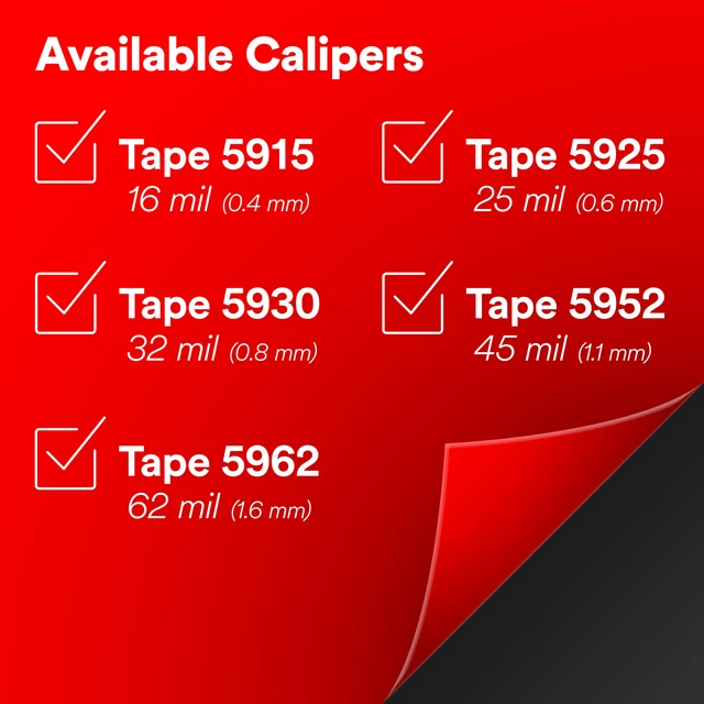 Alt view image 6 of 7 - VHB Heavy Duty Mounting Tape 5952, Black, 3/4 in x 15 yd, 45 mil, 1 Roll Double-Sided Acrylic Foam Tape, Heavy Duty, Industrial Mounting Tape