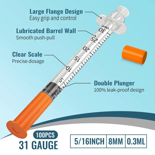 Alt view image 4 of 6 - 0.3 ml 31G 5/16" (8 mm), Individual Package, 100 Pcs