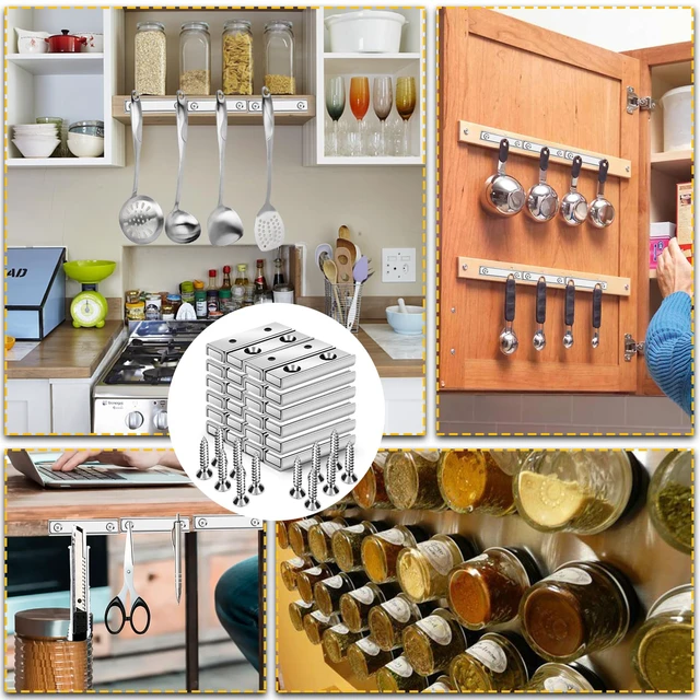 Alt view image 6 of 6 - Magnets Strips,45LBS 24 Packs Countersunk Hole Magnet with Screws Silver Heavy Duty Magnetic Plate with Rare Earth Neodymium for Cabinet Bar Flat Wall Door in Classroom Bedroom and Office