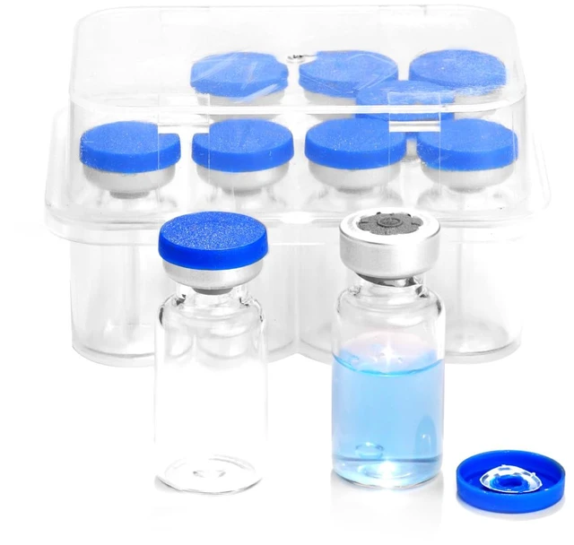 Main image of 3ml Sealed Sterile Glass Empty Vials for Injection, 50 Pack Peptide Vial with Self Healing Injection Port and Plastic-Aluminum Flip Caps