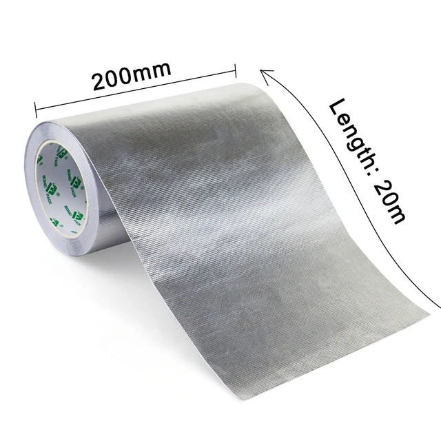 Alt view image 2 of 7 - Adhesive Aluminum Foil Heat Shield Tape 1Pack 8inch x 66ft, Barrier Fiberglass Thermal Insulation Reflective Material High Temp Protectionn