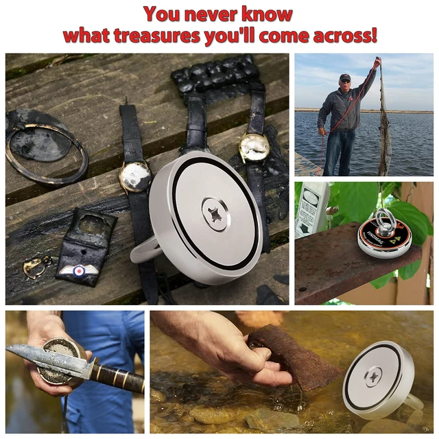 Alt view image 5 of 6 - 500 LBS Neodymium Fishing Magnet Kit, 2.36 Inch Magnet Fishing Fishing Magnet for Underwater Retrieving, High Power Super Strong Magnet Heavy Duty for Fishing and Treasure Hunting