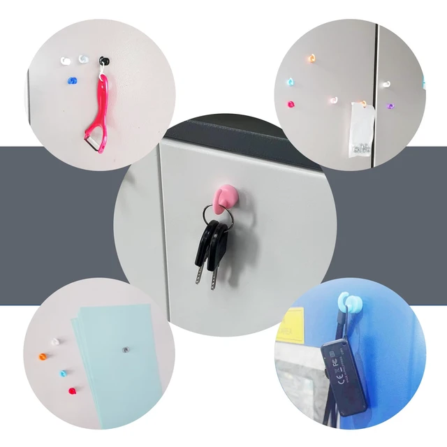 Alt view image 4 of 7 - Magnetic Hooks Small But Strong,50 Pack Heavy Duty Tiny,Black Magnets Hooks for Hanging String Light, Ornaments, Jewelry, Keys. Mini Magnetic Hooks for Fridge, Garage, Cabinet