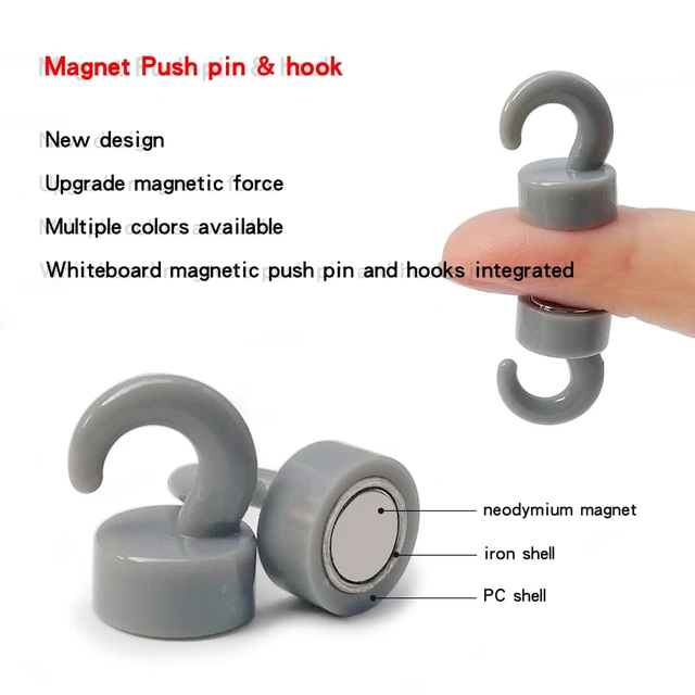 Alt view image 2 of 7 - Magnetic Hooks Small But Strong,50 Pack Heavy Duty Tiny,Black Magnets Hooks for Hanging String Light, Ornaments, Jewelry, Keys. Mini Magnetic Hooks for Fridge, Garage, Cabinet
