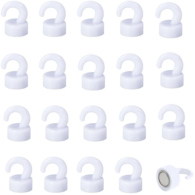 Main image of Magnetic Hooks Small But Strong,50 Pack 8Lbs Holding Capacity Tiny,White Magnets Hooks for Hanging String Light, Ornaments, Jewelry, Keys. Mini Magnetic Hooks for Fridge, Garage, Cabinet