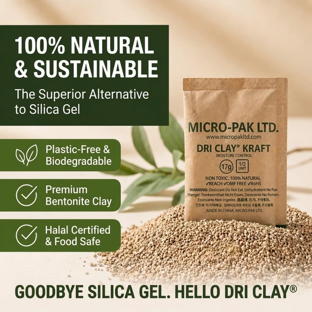 Alt view image 2 of 7 - Micro-Pak Kraft, Moisture Absorption Desiccant Packs,17gx25pcs Silica Gel Packets Alternative, Food Safe Bentonite Clay, Desiccant Packs for Storage, Moisture Absorbers for Closet