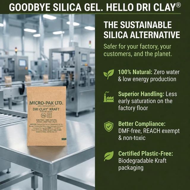 Alt view image 7 of 7 - Micro-Pak Kraft, Moisture Absorption Desiccant Packs,17gx25pcs Silica Gel Packets Alternative, Food Safe Bentonite Clay, Desiccant Packs for Storage, Moisture Absorbers for Closet