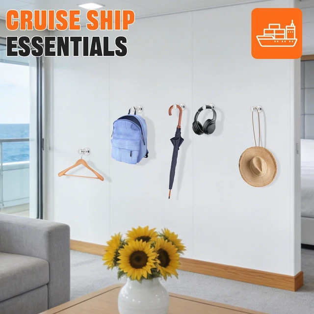 Alt view image 7 of 7 - Magnetic Hooks 8 PCS 150lb Magnet Hook Cruise Cabins,Silver Essentials Heavy Duty Wreath Hanger Strong Magnets for Classroom Whiteboard Wreath Coat Hanging Garage Cruise Ship Camping