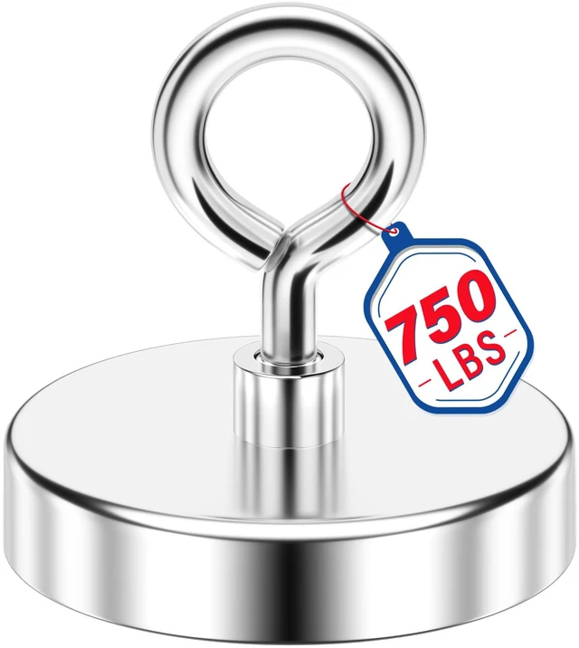 Main image of Fishing Magnet, 700 lbs Strong Heavy Duty Magnet with Hooks Strong Magnets, 3 in Diameter, Single-Sided Design for Tool Room, Hanging Heavy Items, Fishing